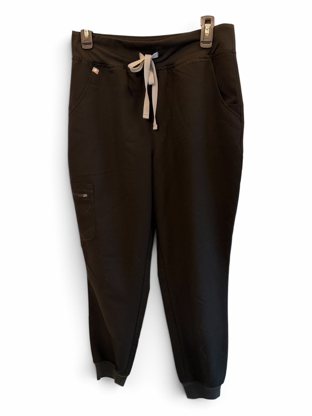 Figs Black Jogger Pants with Cream Drawstring